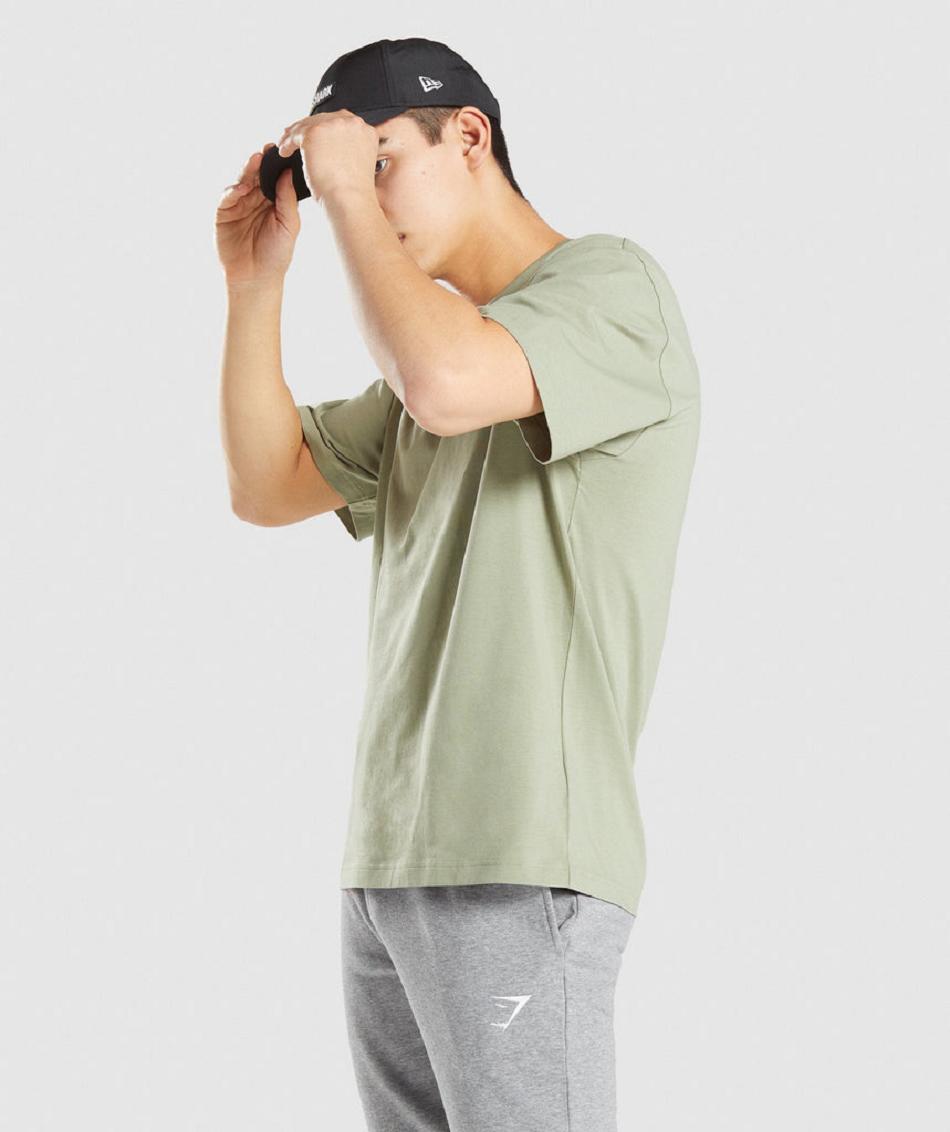 T Shirts Gymshark Essential Oversized Hombre Verde Claro | CO 3359LIS